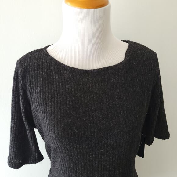 NEW Lulus London Lovely Skater Dress Ribbed Knit Gray Soft XL - Picture 5 of 12